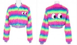 CLUTCHING OUR PEARLS (WORST FASHION): The Shaggy Colorful “Lazy Oaf ‘Fur Face’ Jacket”