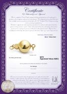 Product certificate: Y-14k-ball-clasp