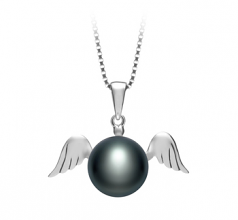 9-10mm AA Quality Freshwater Cultured Pearl Pendant in Angel Black