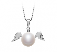 9-10mm AA Quality Freshwater Cultured Pearl Pendant in Angel White