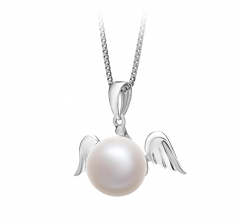 9-10mm AA Quality Freshwater Cultured Pearl Pendant in Angel White