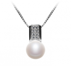 8-9mm AAA Quality Freshwater Cultured Pearl Pendant in Alina White