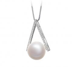 12-13mm AA Quality Freshwater Cultured Pearl Pendant in Triangle White