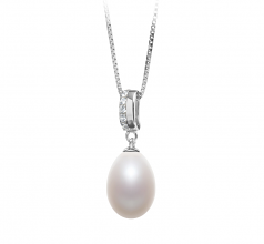 10-11mm AA - Drop Quality Freshwater Cultured Pearl Pendant in Karley White