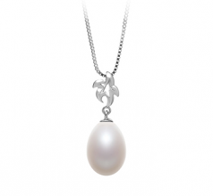 10-11mm AA - Drop Quality Freshwater Cultured Pearl Pendant in Vilde White