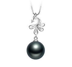 10-11mm AAA Quality Tahitian Cultured Pearl Pendant in Phoenix Black