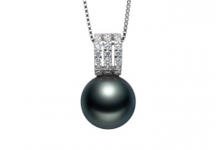 12-13mm AAA Quality Tahitian Cultured Pearl Pendant in Colette Black