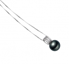 12-13mm AAA Quality Tahitian Cultured Pearl Pendant in Colette Black