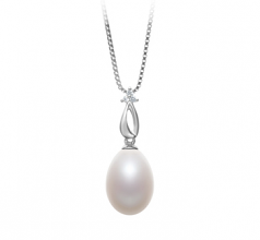 10-11mm AA - Drop Quality Freshwater Cultured Pearl Pendant in Utina White