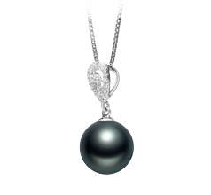 10-11mm AAA Quality Tahitian Cultured Pearl Pendant in Regina Black