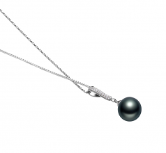 10-11mm AAA Quality Tahitian Cultured Pearl Pendant in Talitha Black