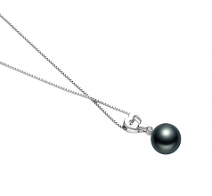 10-11mm AAA Quality Tahitian Cultured Pearl Pendant in Gabrielle Black