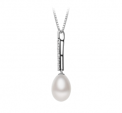 10-11mm AA - Drop Quality Freshwater Cultured Pearl Pendant in Adra White