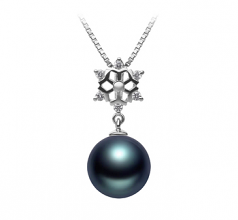 10-11mm AAA Quality Tahitian Cultured Pearl Pendant in Snow Black