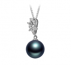 10-11mm AAA Quality Tahitian Cultured Pearl Pendant in Snow Black