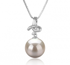 10-11mm AAAA Quality Freshwater Cultured Pearl Pendant in Maude White