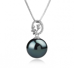 11-12mm AAA Quality Tahitian Cultured Pearl Pendant in Trish Black