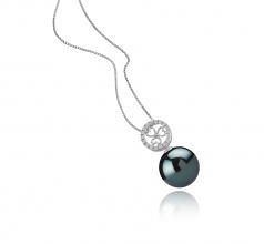 12-13mm AA Quality Tahitian Cultured Pearl Pendant in Klara Black