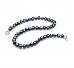 7-8mm A Quality Freshwater Cultured Pearl Necklace in Single Black