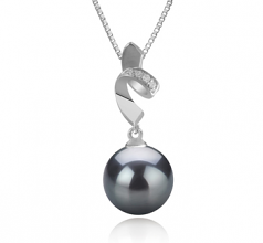 9-10mm AAA Quality Tahitian Cultured Pearl Pendant in Winola Black