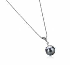 9-10mm AAA Quality Tahitian Cultured Pearl Pendant in Ailani Black