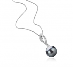 9-10mm AAA Quality Tahitian Cultured Pearl Pendant in Shamara Black