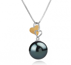 11-12mm AAA Quality Tahitian Cultured Pearl Pendant in Felicia Black