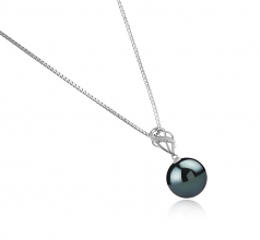 11-12mm AAA Quality Tahitian Cultured Pearl Pendant in Moira Black