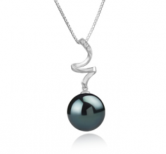 12-13mm AAA Quality Tahitian Cultured Pearl Pendant in Lydia Black