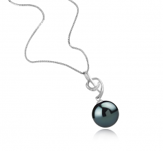 11-12mm AAA Quality Tahitian Cultured Pearl Pendant in Sofie Black