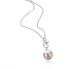 9-10mm AAAA Quality Freshwater Cultured Pearl Pendant in Hazel White