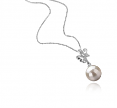 9-10mm AAAA Quality Freshwater Cultured Pearl Pendant in Braith White