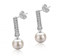 10-11mm AAAA Quality Freshwater Cultured Pearl Earring Pair in Verna White