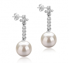 10-11mm AAAA Quality Freshwater Cultured Pearl Earring Pair in Raquel White