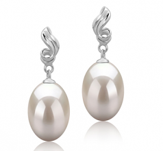 9-10mm AAA Quality Freshwater Cultured Pearl Earring Pair in Deborah White