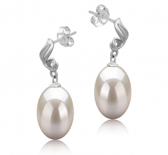 9-10mm AAA Quality Freshwater Cultured Pearl Earring Pair in Deborah White