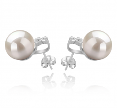 10-11mm AAAA Quality Freshwater Cultured Pearl Earring Pair in Hailey White