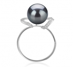 10-11mm AAA Quality Tahitian Cultured Pearl Ring in Sheila Black