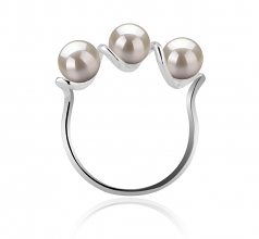 5-6mm AAAA Quality Freshwater Cultured Pearl Ring in Kitty White