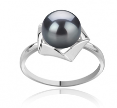 8-9mm AAA Quality Freshwater Cultured Pearl Ring in Anais Black