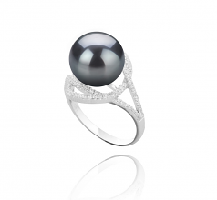 10-11mm AAA Quality Tahitian Cultured Pearl Ring in Maddie Black