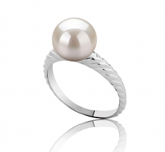 8-9mm AAAA Quality Freshwater Cultured Pearl Ring in Mada White