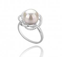 9-10mm AAAA Quality Freshwater Cultured Pearl Ring in Bobbie White