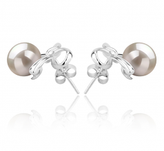 8-9mm AAAA Quality Freshwater Cultured Pearl Earring Pair in Kayla White
