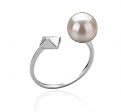 7-8mm AAAA Quality Freshwater Cultured Pearl Ring in Alma White