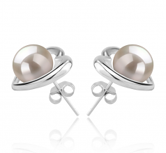 8-9mm AAAA Quality Freshwater Cultured Pearl Earring Pair in Kimberly-Heart White