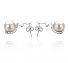 8-9mm AAAA Quality Freshwater Cultured Pearl Earring Pair in Lolita White