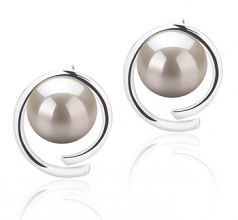 7-8mm AAAA Quality Freshwater Cultured Pearl Earring Pair in Raina White