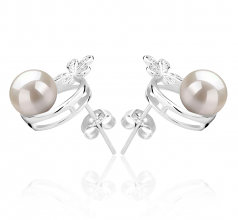 7-8mm AAAA Quality Freshwater Cultured Pearl Earring Pair in Molly White