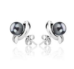 6-7mm AAAA Quality Freshwater Cultured Pearl Earring Pair in Zorina Black